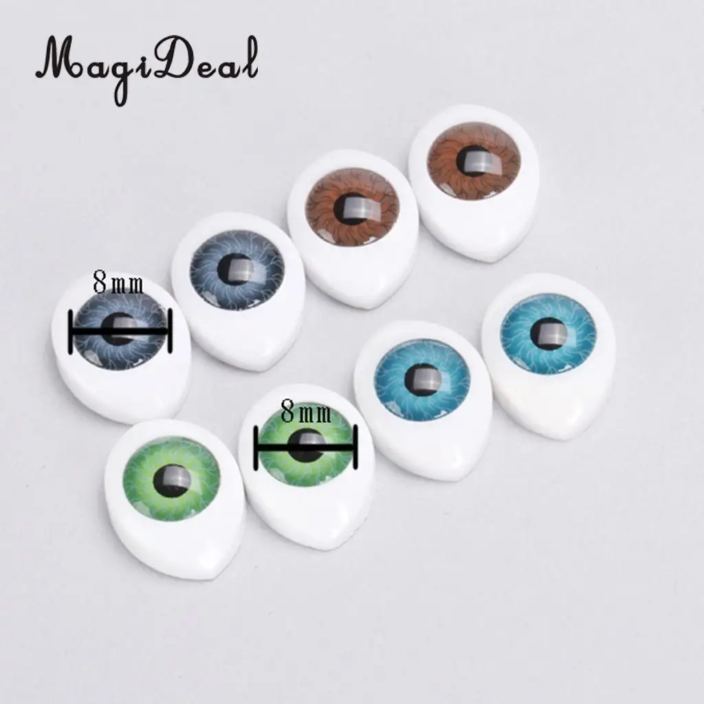 MagiDeal 4 Color 8Pcs Plastic Oval Hollow Back Plastic Eyes for Doll Animal Puppet Mask DIY Craft Toys Accessory 8mm