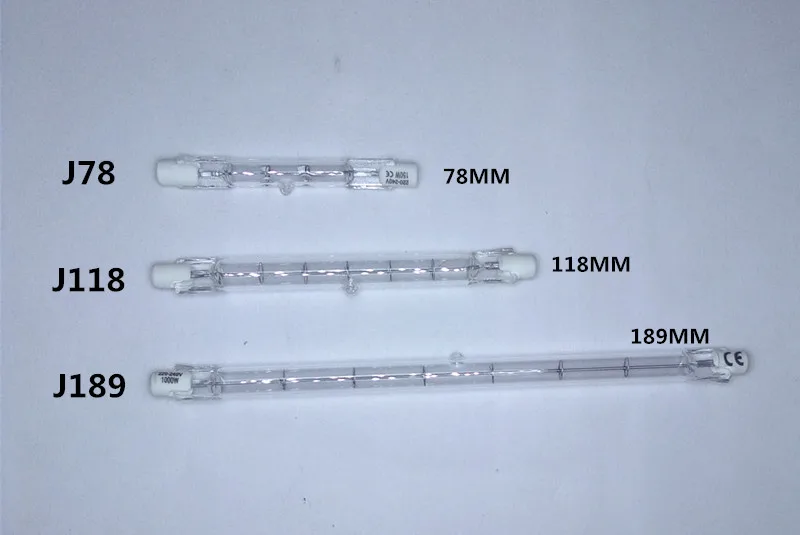 

J189 r7s 220v 78mm Halogen tube Double Ended iodine tungsten lamp tube 220v r7s j78 150W 500w r7s 220v j118 300w iodine tungsten