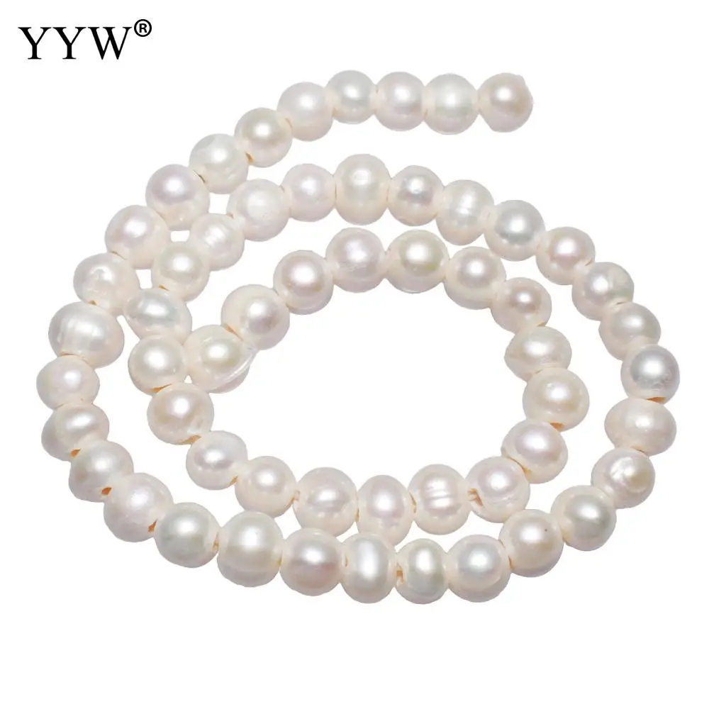 

Cultured Potato Freshwater Pearl Beads Wholesale Jewelry Accessories Natural White Bead 8-9mm Hole:Approx 2mm