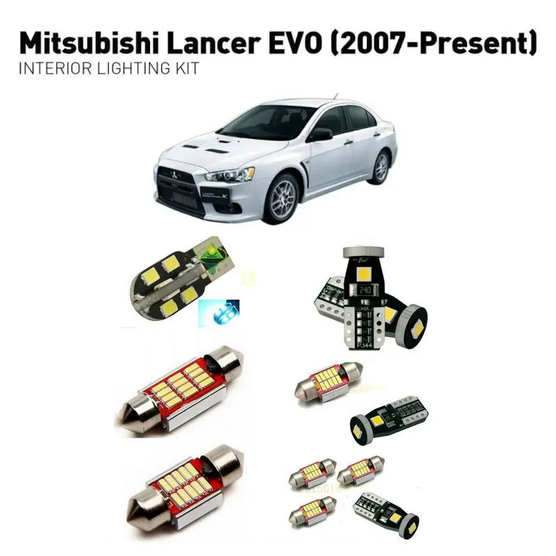 

Led interior lights For mitsubishi lancer evo 2007+ 6pc Led Lights For Cars lighting kit automotive bulbs Canbus