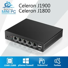 Mini PC Quad Core Fanless 4 LAN Router Firewall Celeron J1900 J1800 pfsense Linux Industrial Computer