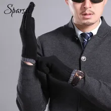 Sparsil Мужские осенне-зимние кашемировые перчатки на весь палец, наручные перчатки, теплые вязаные шерстяные перчатки, мужские короткие варежки с 5 пальцами