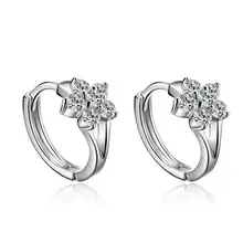 Floridos Pendientes Aretes de Plata de Las Mujeres de moda Lindo Del Copo de Nieve de Lujo Rhinestone Hebilla Del Oído Joyería Al Por Mayor