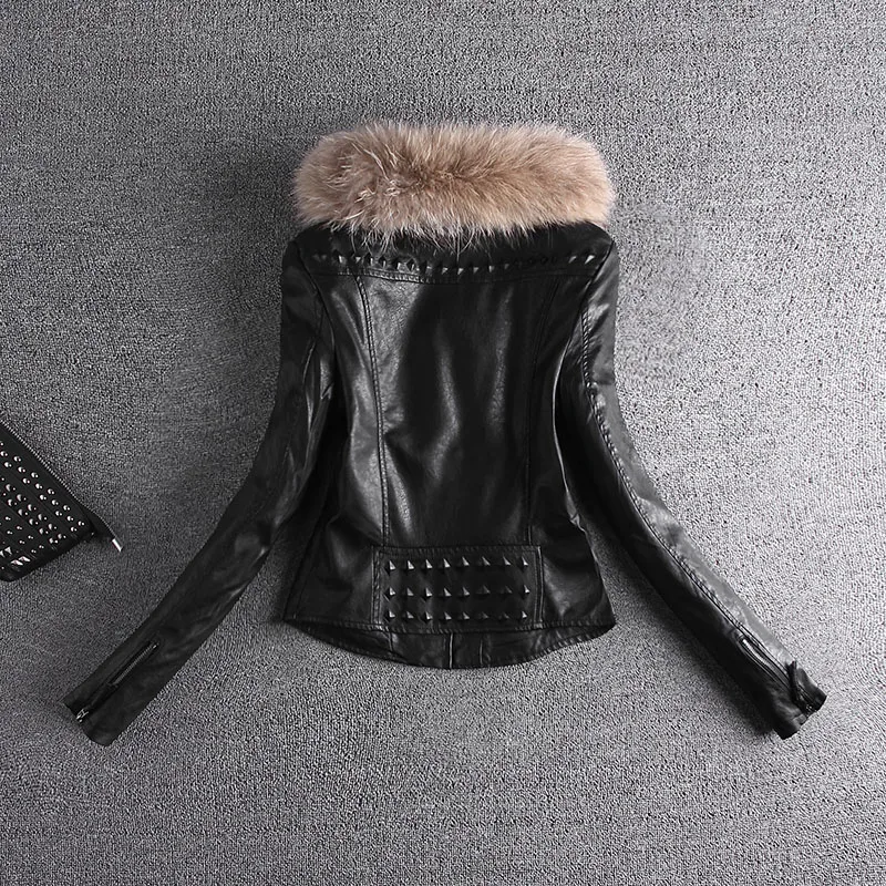 Motorcycle PU Leather Jacket Women Winter And Autumn New