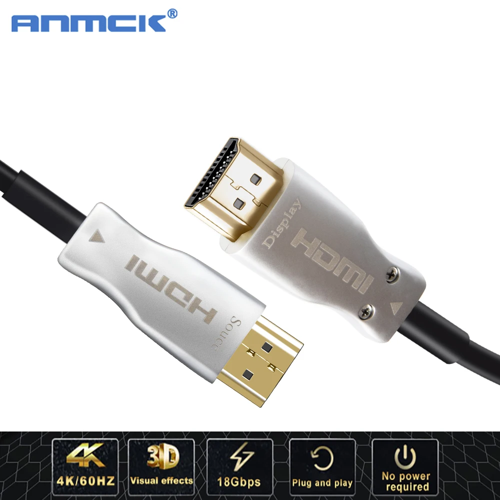 

Anmck 4K 2.0 HDMI Optical Fiber Cable 10M 20M 30M 50M 60M 80M 100M 60Hz Fiber Optic Cables For HD TV Box PS4 Xbox Projector