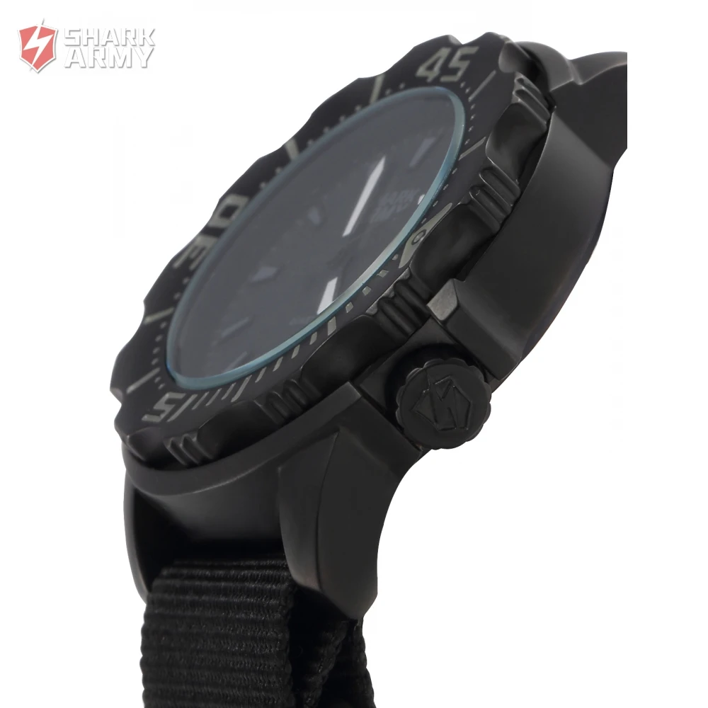 SHARK ARMY Full Steel 100m Waterproof Date Display Black Nylon Band Luminous Hands Reloj Military Sport Quartz Men Watch /SAW193 SHARK ARMY Full Steel 100m Waterproof Date Display Black Nylon Band Luminous Hands Reloj Military Sport Quartz Men Watch /SAW193