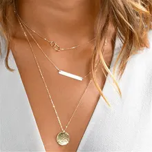 Новая мода Золотая монета многослойное ожерелье набор для женщин Очаровательное ожерелье в богемном стиле эффектное ожерелье