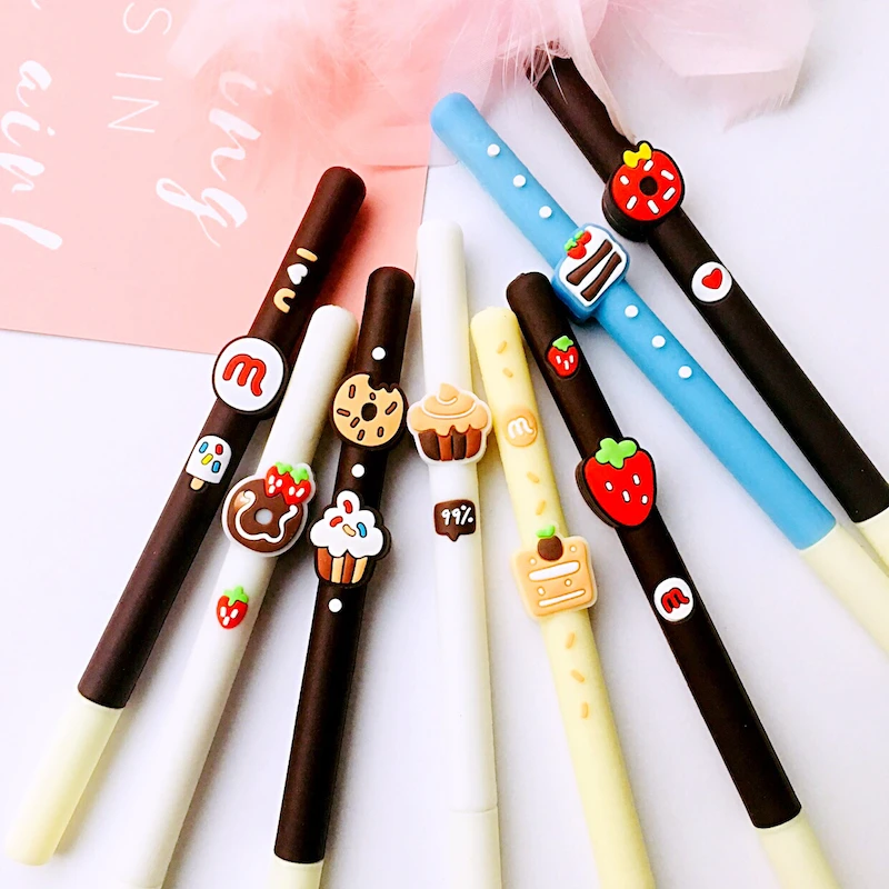 

1X Sweet Silicone Chocolate Desserts Gel Pen Rollerball Pen School Office Supply Student Stationery Black Ink 0.5mm