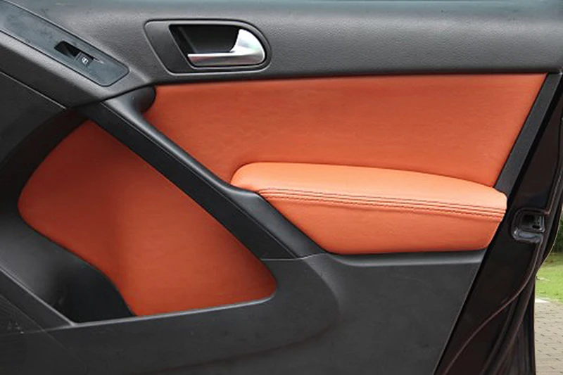 8 шт./компл. авто модифицированные аксессуары из микрофибры кожаная внутренняя панель двери подлокотник Крышка для Volkswagen Tiguan AAB154
