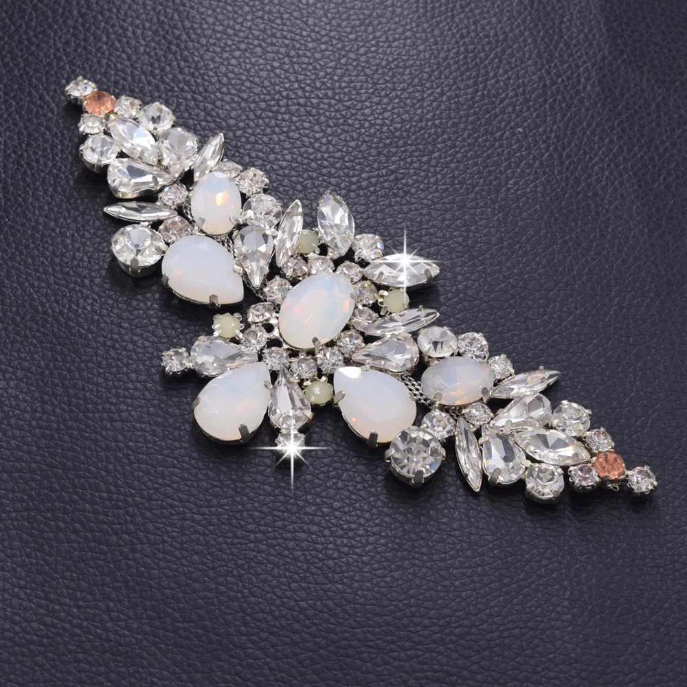 White opal rhinestone belt patches (2)