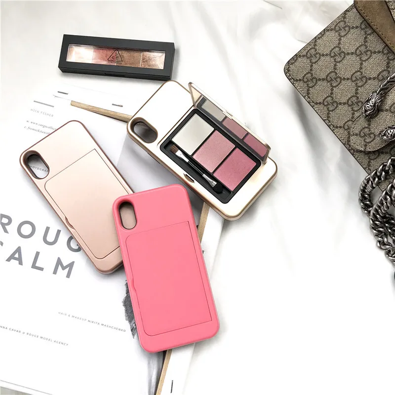 2018 New Flip Makeup Mirror Phone Cases With Eye Shadow for iPhone 6 7