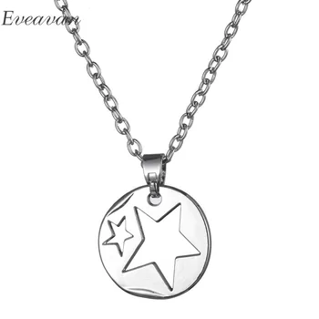 

EUEAVAN 20pcs Zinc Alloy Pentagram Hollow Star Pendant Necklace Silver Color Jewelry Gift For Little Girls