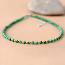 Женское колье, 4 мм, натуральный камень, Золотые бусы, колье, ожерелье, женское простое ожерелье, ожерелье на шею, богемное ювелирное изделие