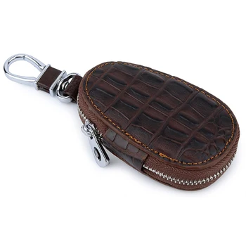 

Fashion Alligator Pattern Car Key Wallet 9cm Case Genuine Leather Men Key Wallet Luxury Car Key Holder Organizer Key Case Bag