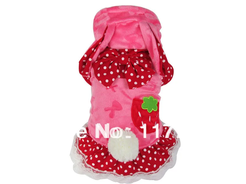 

Retail Red Lovely Straw Raibit Pet dogs winter coat Free Shipping Dogs Clothes new clothing for dog