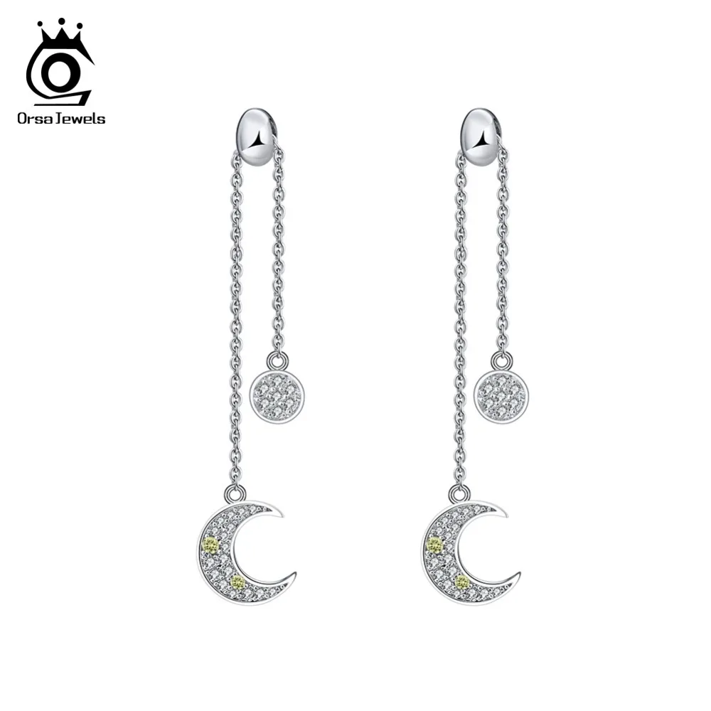 

ORSA JEWELS Original Women Drop Earrings Long Moon Dangle Korean Earring Female Romantic Style Girls Fashion Jewelry Gift OE215