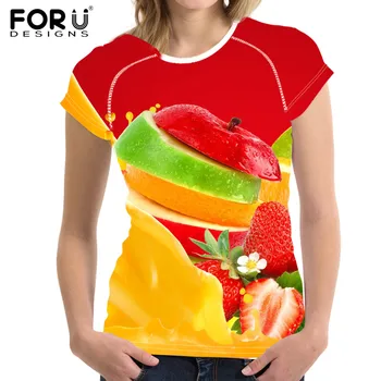 

FORUDESIGNS New 3D Fruit Printing Women Short Sleeve T shirt Girls Breathable Polyester Tee Shirt Female Casual Summer T shirt