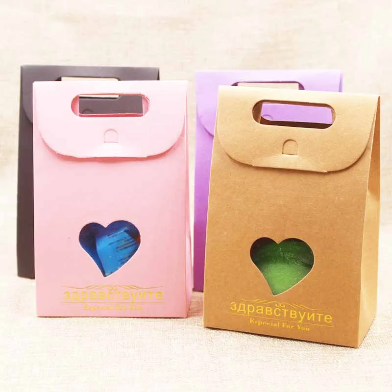 

Feiluan 20pcs multi color gift window box bag gold foil French/Russial Thank you "Merci"candy/wedding/nuts/teas package bag box