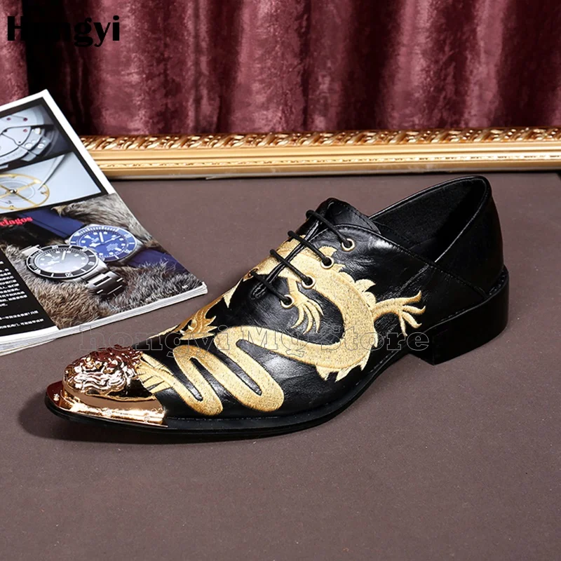 Oro Color As De Zapatos Mens Nuevos Dragón Los Botas Color Hombres Cuero Bordado Showed as Boda Visten Hombre RwZxRqrO