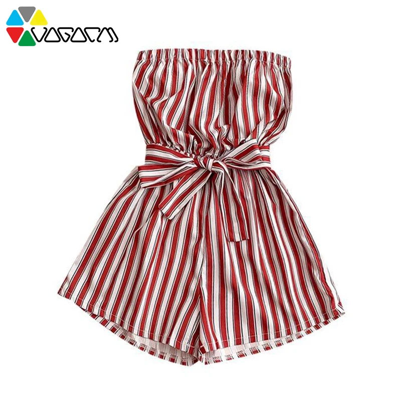 2019 New Fashion Women Rompers Striped Tube Top Beach Party Jumpsuit Sexy With Waistband Wide Leg Plus Size 2019 New Fashion Women Rompers Striped Tube Top Beach Party Jumpsuit Sexy With Waistband Wide Leg Plus Size