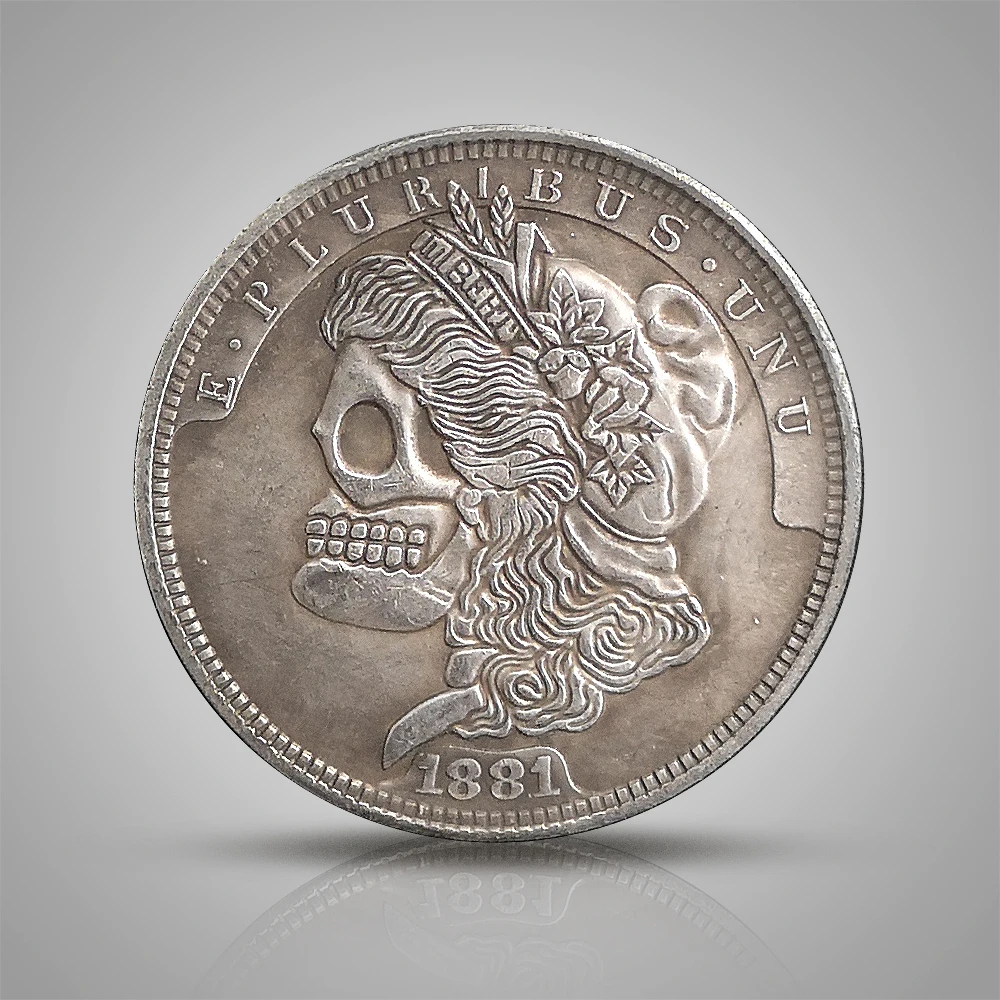 

Hobo Coins 1881 Tooth Skull Coin E PLURI BUS UNU Collection Crafts Nickel Copper Liberty