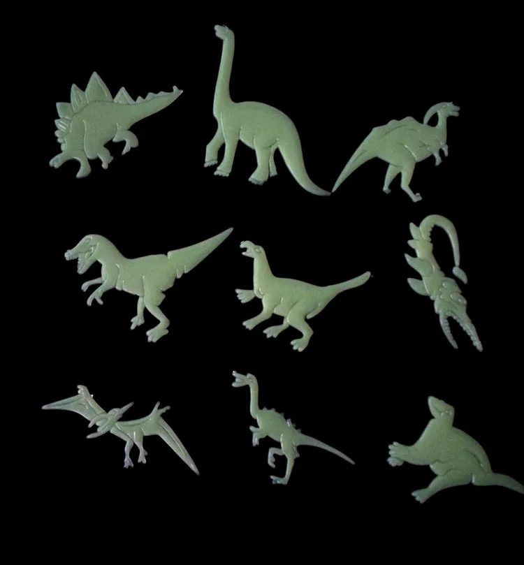 9Pcs Mini Child Dinosaur Night Fluorescent Luminous Wall Room Sticker Kid Decal 