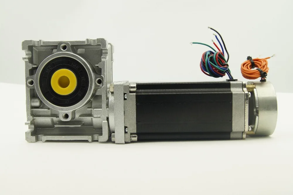 

Worm Gearbox ratio 5:1/10:1/25:1/30:1/40:1/80:1 Nema23 Worm reducer Stepper Motor with brake and output shaft motor length 115mm