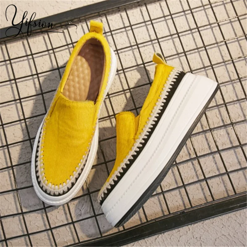 OLOME New Fashion Black White Women Casual Flat Shoes Round Toe Slip On Shallow Mouth Platform Women Sneakers Flat Shoes Woman