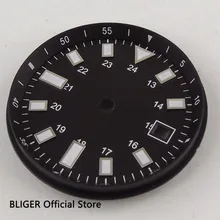 33 мм окно даты черный циферблат белые светящиеся знаки цифры Циферблат подходит для ETA 2824 2836 MIYOTA 82 серии автоматическое движение