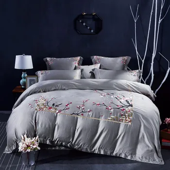 

Luxury Egyptian cotton Mandala Embroidery Bedding Set Bohemia duvet covers Classical Chinese style Bed bedclothes
