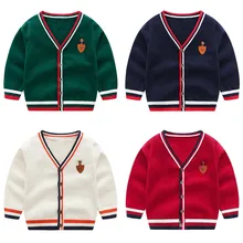 Свитера для маленьких мальчиков Одежда для маленьких девочек на весну и осень Модный вязаный свитер в полоску, Одежда для новорожденных девочек и мальчиков, кардиган