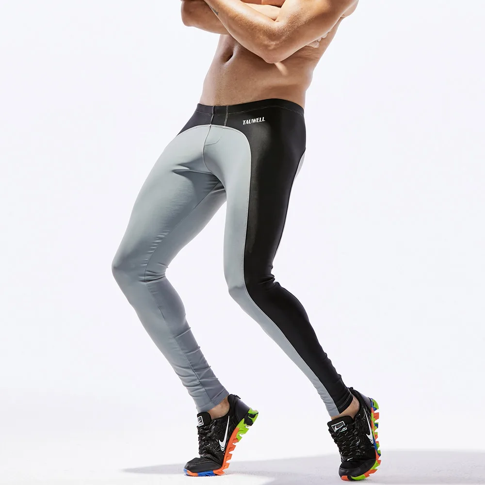 Мужские длинные штаны для бега компрессионные брюки обтягивающие спортивные Леггинсы базовый слой спортивные брюки для фитнеса колготки Сексуальная Спортивная одежда - Цвет: gray black