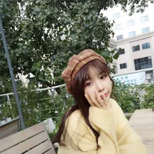 Женские осенние зимние Черные Серые NavyBlue коричневые повседневные купольные шерстяные винтажные клетчатые шляпа художника берет женские зимние шапки