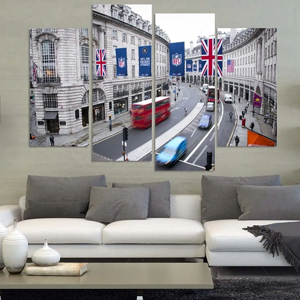 Framework Modern font b Wall b font Living Room HD Printed 4 Panel London City font