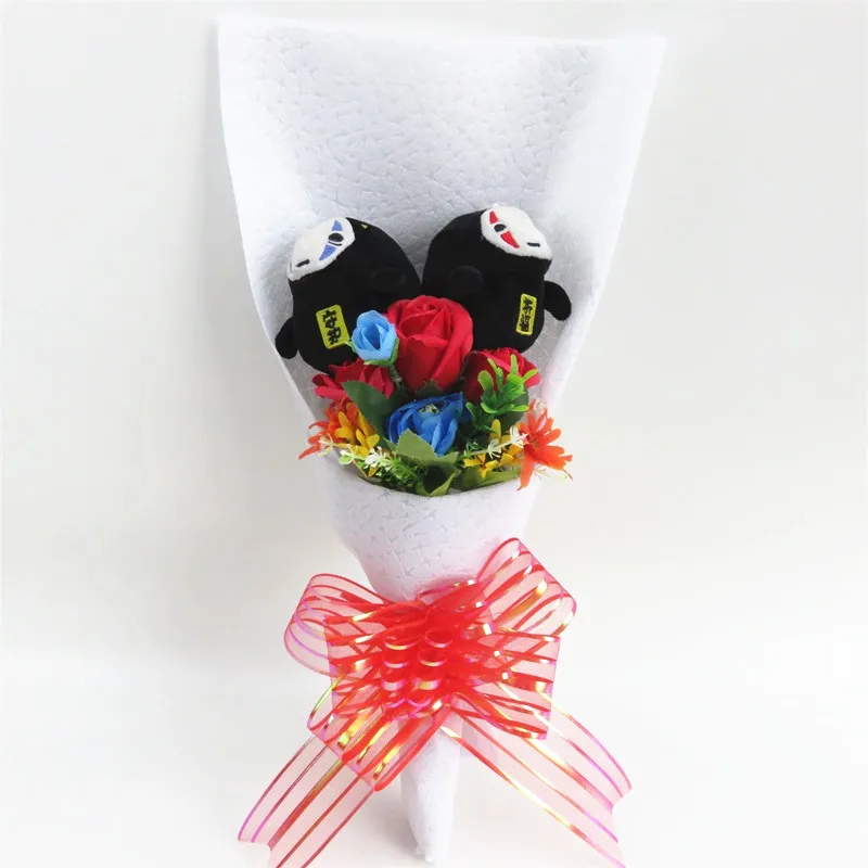 Губка Боб без лица человек Микки Маус doraemon плюшевые куклы игрушки с букеты из искусственных цветов креативный подарок на день Святого Валентина выпускной