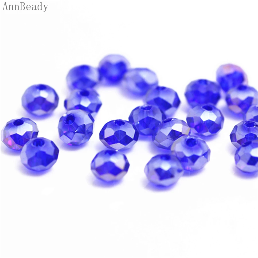 

AnnBeady Deep Blue ab Color 4x6mm 50pcs Rondelle Austria faceted Crystal Glass Beads Loose Spacer Beads For Jewelry Making