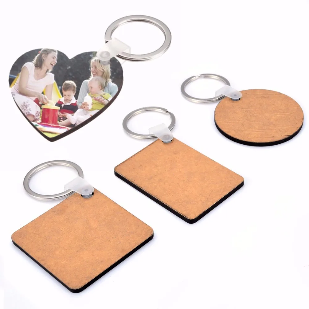 

10pcs/Lot MDF Blank Board Sublimation Printing Keyrings Fashion DIY Jewelry Keyrings For Heat Press Machine Gifts Shellhard