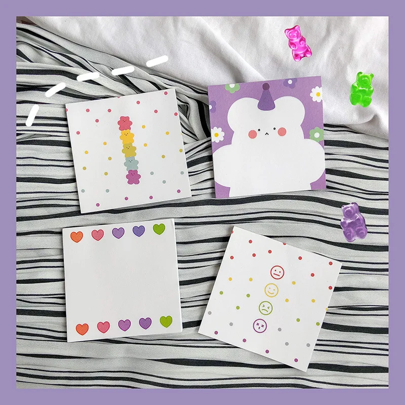 

SIXONE 50 Sheets Ins Floret Candy Bear Note Book Cute Cartoon Note Portable Pocket Word Book stationery kawaii memo pad