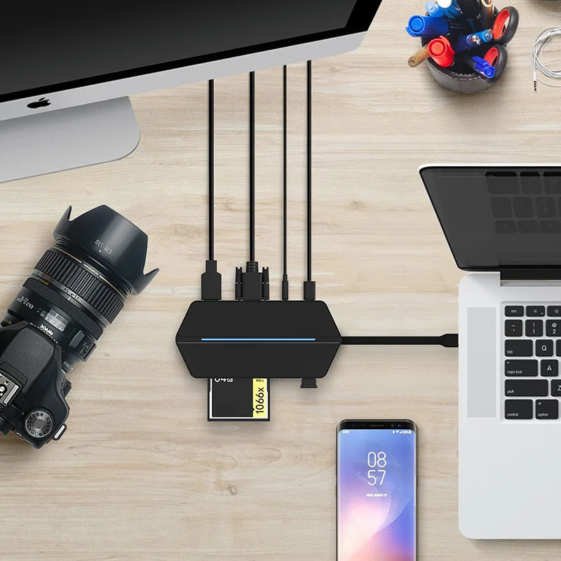 Sovawin 8 в 1 usb-c USB 3,0 концентратор Multi Тип c 4 K видео HD VGA HDMI SD/TF/CF Usb3.0 Card Reader для Macbook Выход Порты и разъёмы адаптер