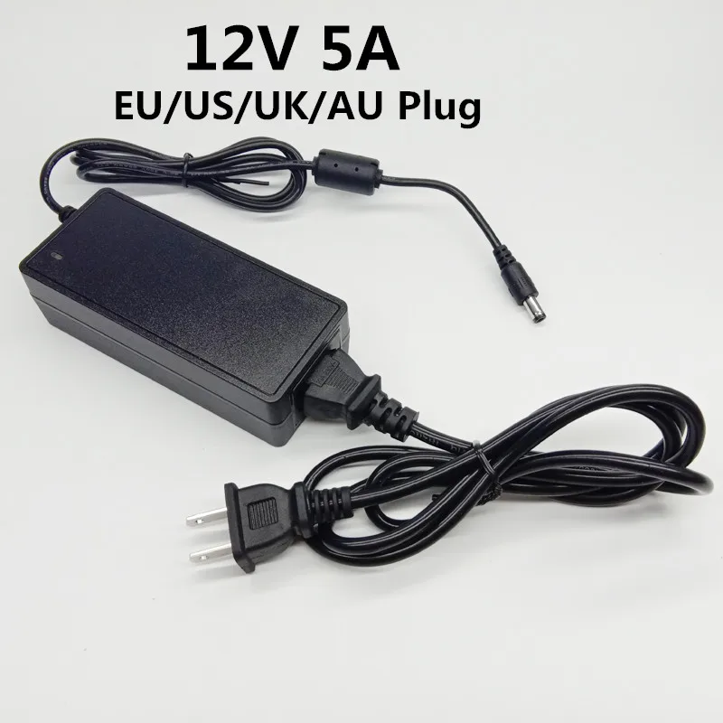 

12V 5A 100-240V universal power adapter AC to DC Power Supply switching adapter 12V5A 12 V 12 volt EU US UK AU plug cable