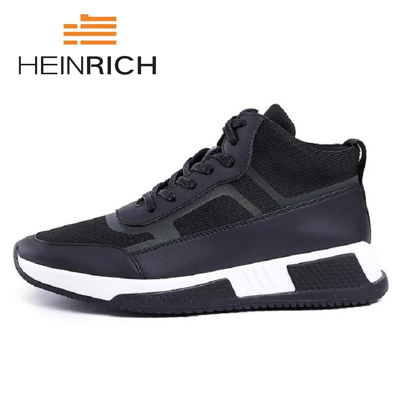 

HEINRICH New Men Casual Shoes Lace Up Fashion Brand Mesh Shoes Flats Breathable Thick Bottom Man Shoes Schoenen Heren