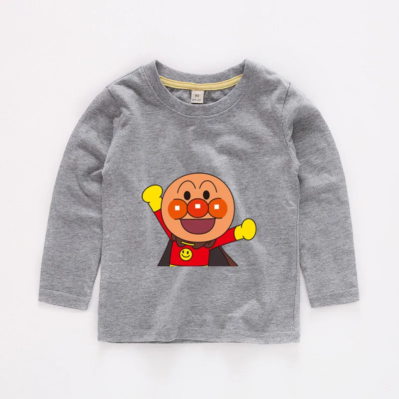 Anpanman/футболка для мальчиков и девочек модная забавная Одежда для маленьких детей Детская летняя футболка с короткими рукавами b224 - Цвет: Серый