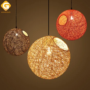 

Pendant Lights LED Bamboo Light Rattan Colorful Bar Cafe Home Art Country Weaving Hanging Lamps For Dining Room Loft Lighting