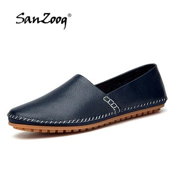 

Sanzoog Brand Men Spiked Loafers Comfortable Moccasins Fashion Men Shoes Leather New Driving Shoes Big size 47