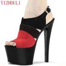 Замшевые Босоножки с открытым носком; цвет на высоком каблуке 17 см; очень красивая Водонепроницаемая танцевальная обувь для ночного клуба