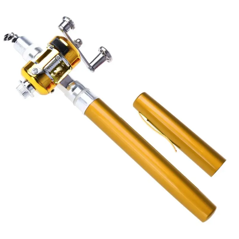 Portable Pocket Telescopic Mini Fishing Pole Pen Shape Folded Fishing Rod With Reel Wheel Rod