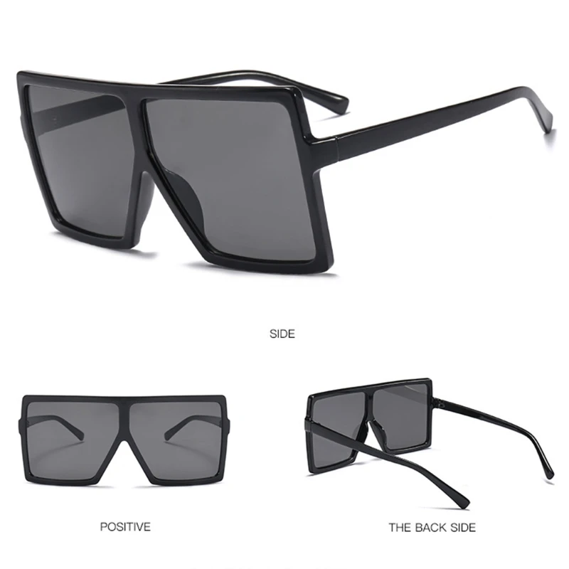 Retro Square Large Frame Sunglasses Men Women Unisex Eyewear Plastic Outdoor New