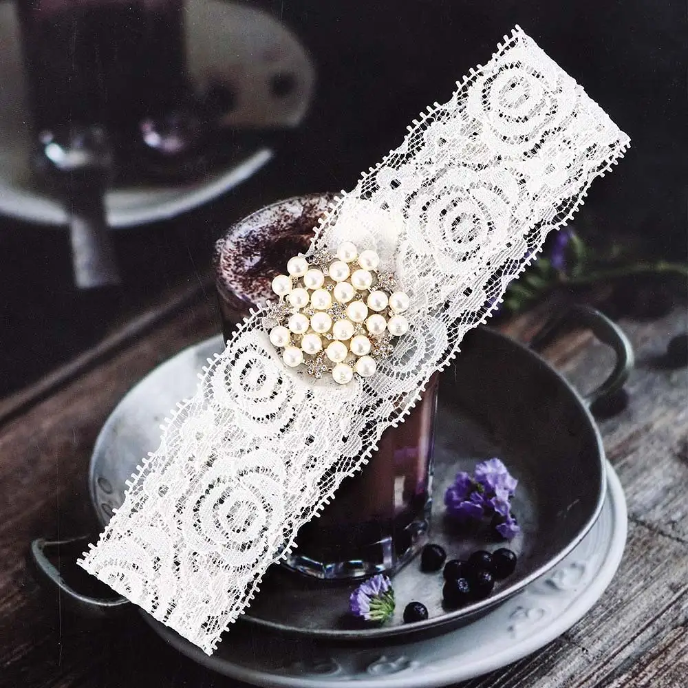 

Kids Princess Lace Rhinestone Pearl Headband Newborn Christening Headband Baby Girls Headband Hair Accessories Christmas Gift