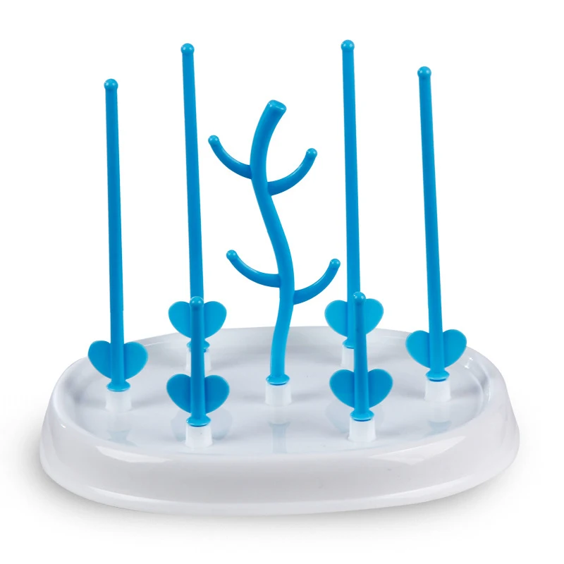 Baby Bottle Drier Cute Tree Newborn Pacifier Nipple Drying Rack Cartoon Plane Tail Shape 7 Footholds Water Collect Groove BB3098 (8)