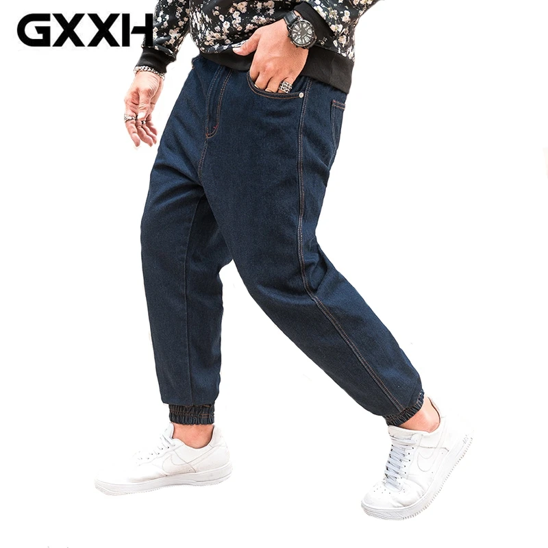 

GXXH Oversize Men's Dark Blue Big Jeans Denim Pants 6XL Plus Size Elasticity Denim Trousers for Men Clothing XXL 3XL 4XL 5XL